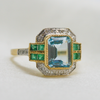 New Blue Topaz, Emerald & Diamond Ring