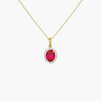 NEW 9 Carat Yellow Gold Red & White CZ Pendant Necklace - Jordans Jewellers