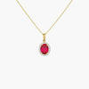 NEW 9 Carat Yellow Gold Red & White CZ Pendant Necklace