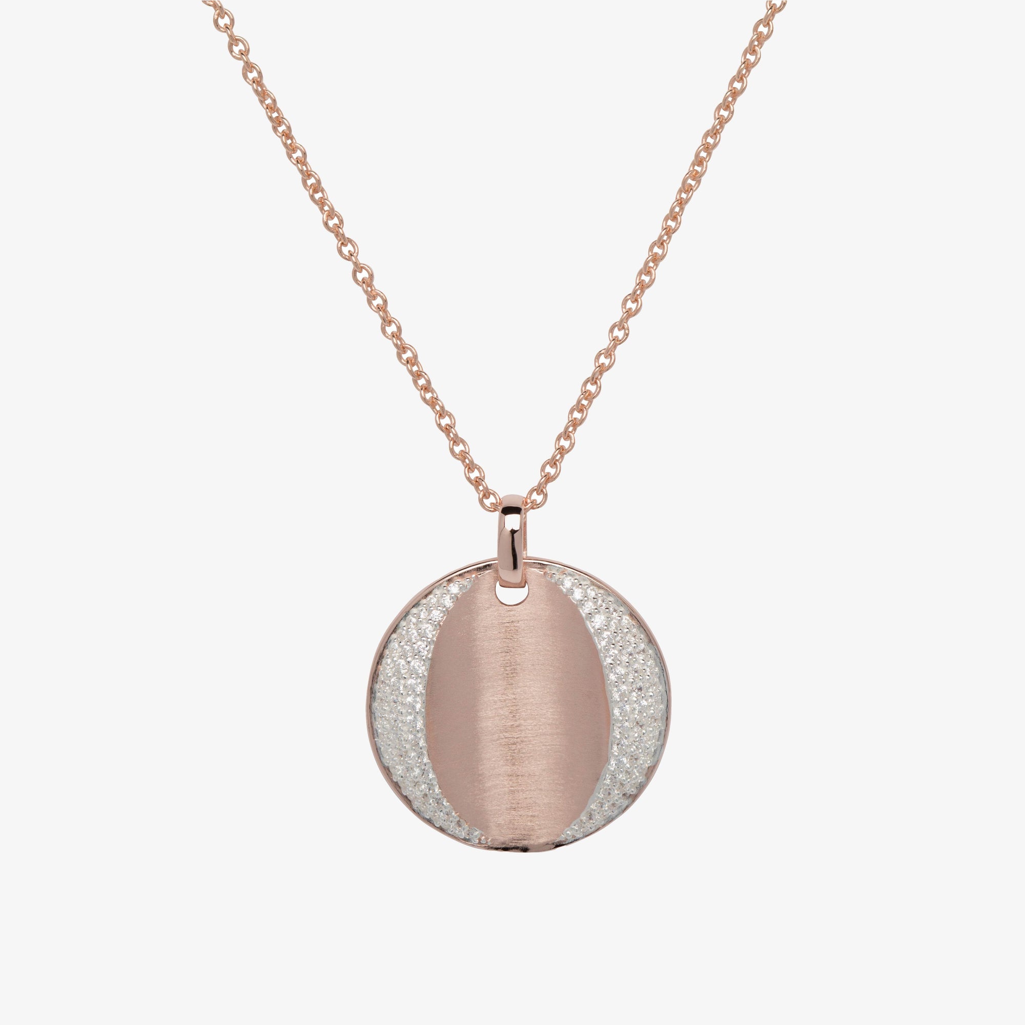 NEW Silver Brushed Cubic Zirconia Pendant Necklace - Jordans Jewellers