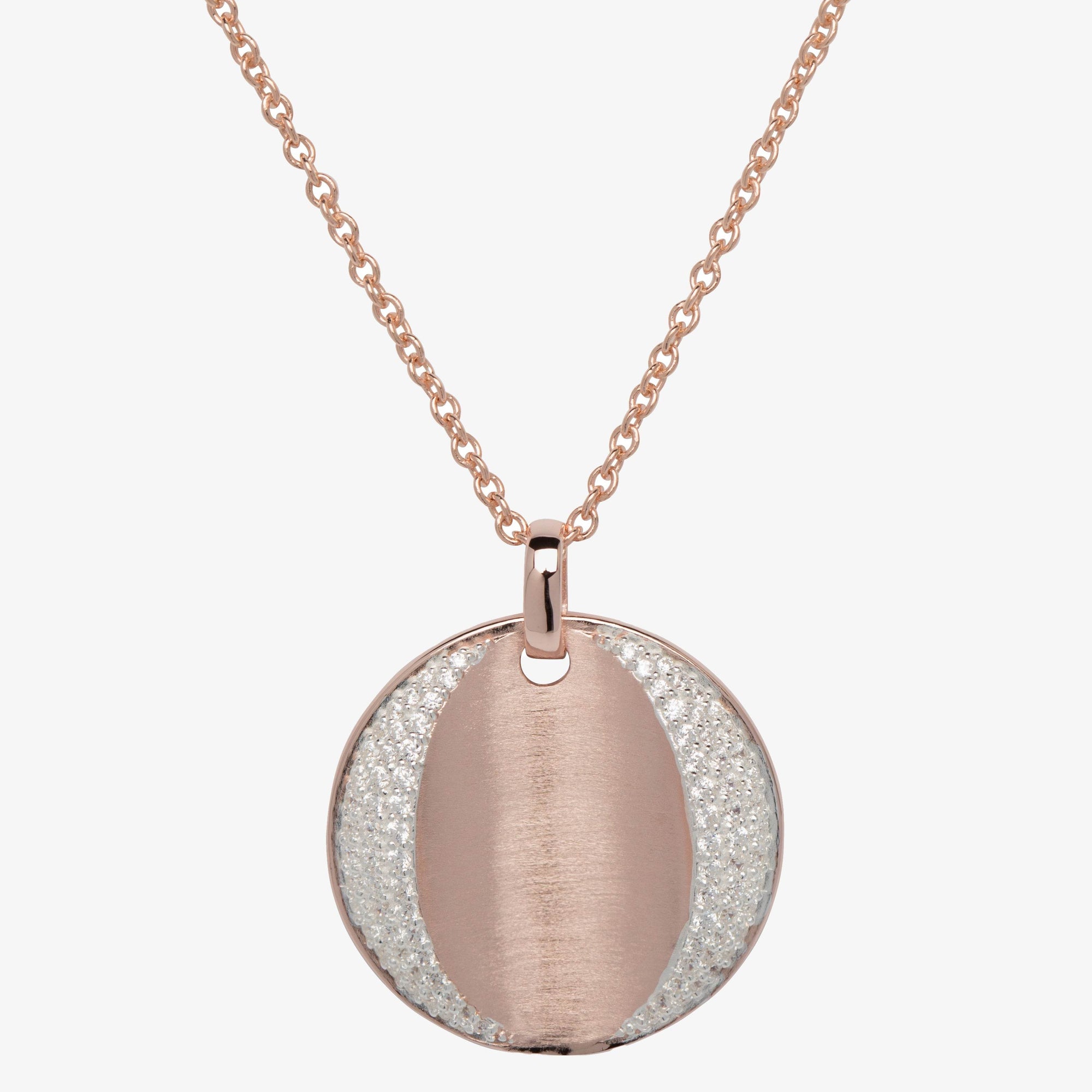 NEW Silver Brushed Cubic Zirconia Pendant Necklace - Jordans Jewellers