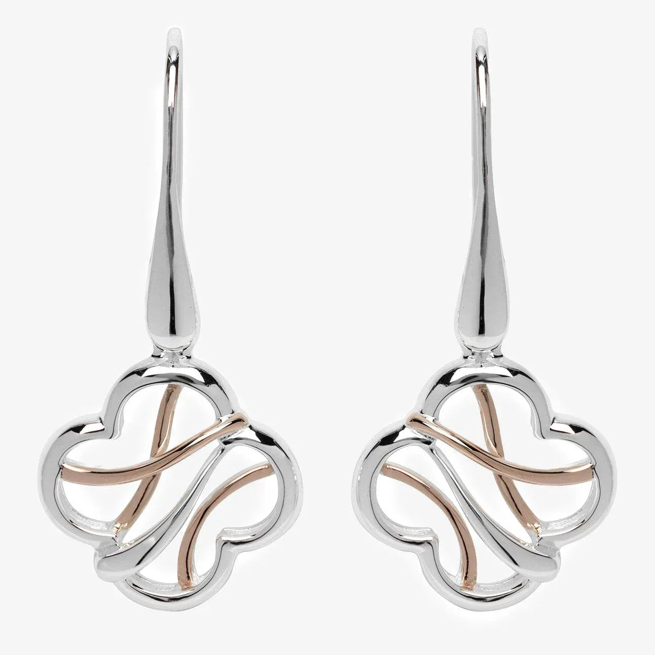 NEW Silver Rose Gold Plated Drop Earrings - Jordans Jewellers