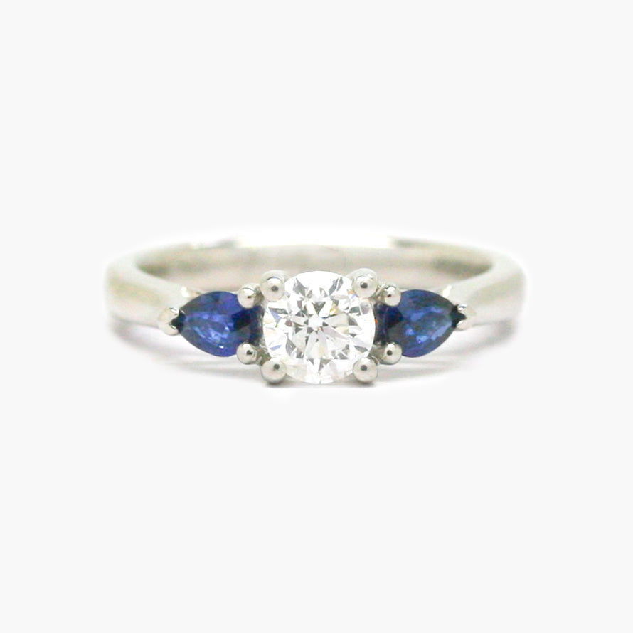 Sapphire & Diamond 3 Stone Platinum Ring