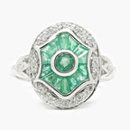 NEW Diamond & Emerald 9 Carat White Gold Ring - Jordans Jewellers