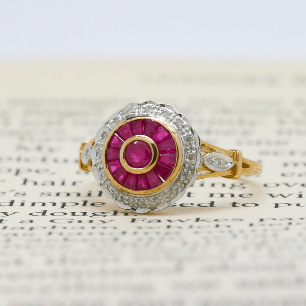 NEW 9 Carat Yellow Gold Ruby & Diamond Ring - Jordans Jewellers