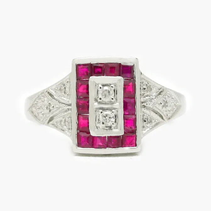 NEW 9 Carat White Gold Ruby & Diamond Ring - Jordans Jewellers