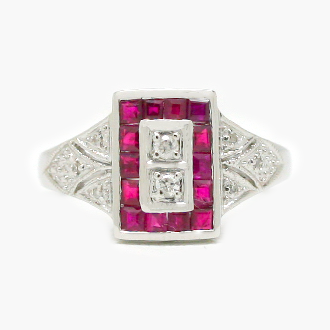 NEW 9 Carat White Gold Ruby & Diamond Ring