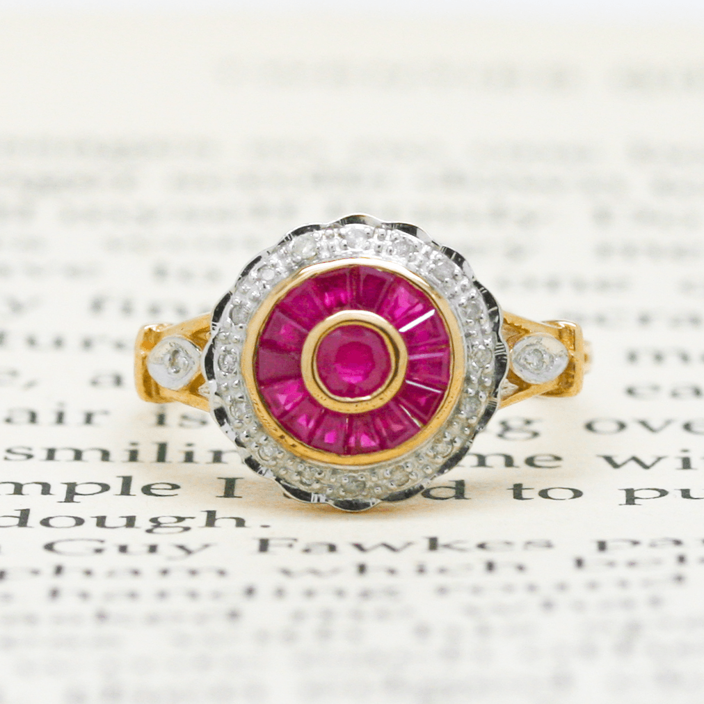 NEW 9 Carat Yellow Gold Ruby & Diamond Ring - Jordans Jewellers