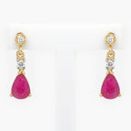 NEW 9CT Yellow Gold Ruby & Diamond Drop Earrings - Jordans Jewellers