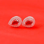 New Red CZ Pear Shaped Silver Earrings - Jordans Jewellers