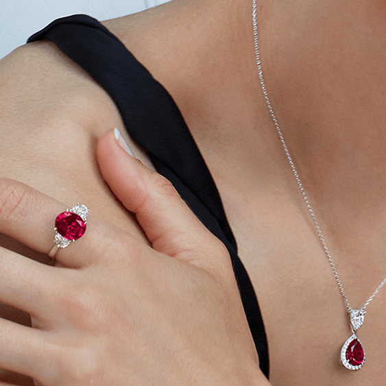 New Silver Red Half Moon Ring - Jordans Jewellers