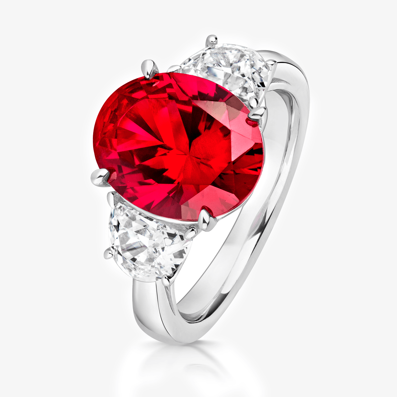 New Silver Red Half Moon Ring - Jordans Jewellers