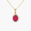 NEW 9 Carat Yellow Gold Red & White CZ Pendant Necklace