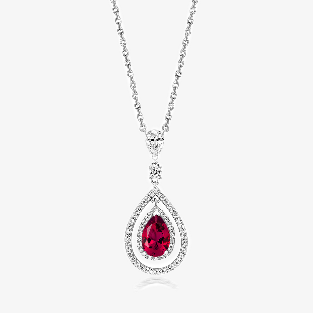 NEW Red Pear Shaped Drop Necklace