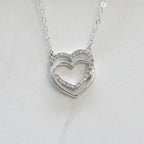 NEW 9 Carat White Gold Diamond Double Heart Necklace - Jordans Jewellers