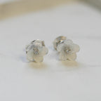 NEW Silver Mother of Pearl Flower Stud Earrings - Jordans Jewellers