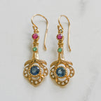 NEW 9 Carat Yellow Gold Sapphire, Emerald & Ruby Earrings - Jordans Jewellers