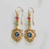 NEW 9 Carat Yellow Gold Sapphire, Emerald & Ruby Earrings
