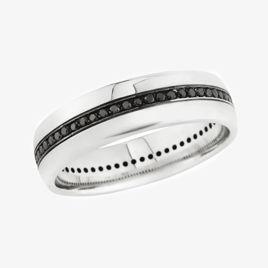 Silver band sales with black diamonds