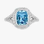 NEW Halo Split Shoulder Pale Blue Ring - Jordans Jewellers
