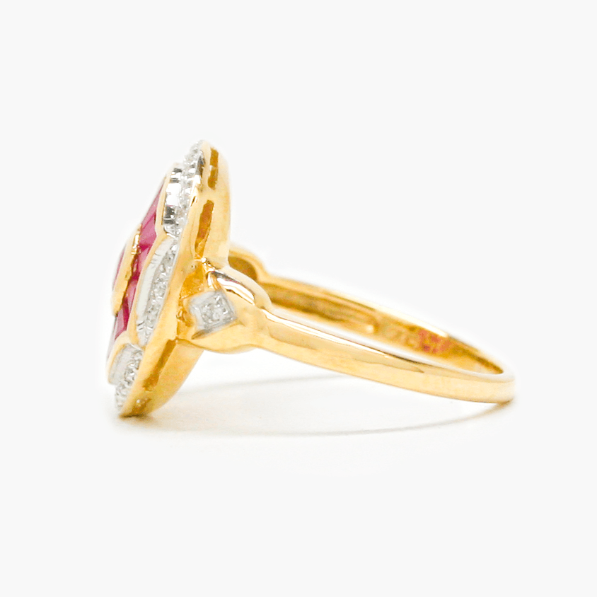 NEW 9 Carat Yellow Gold Ruby & Diamond Ring - Jordans Jewellers
