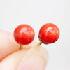 NEW 9 Carat Yellow Gold Round Coral Stud Earrings