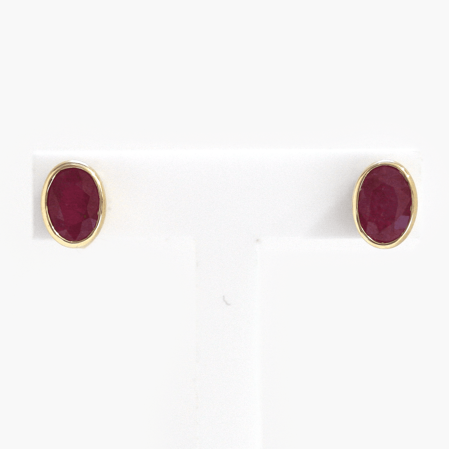 NEW 9 Carat Yellow Gold Ruby Rubover Stud Earrings - Jordans Jewellers