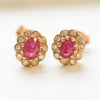 9 Carat Yellow Gold Ruby & Diamond Earrings