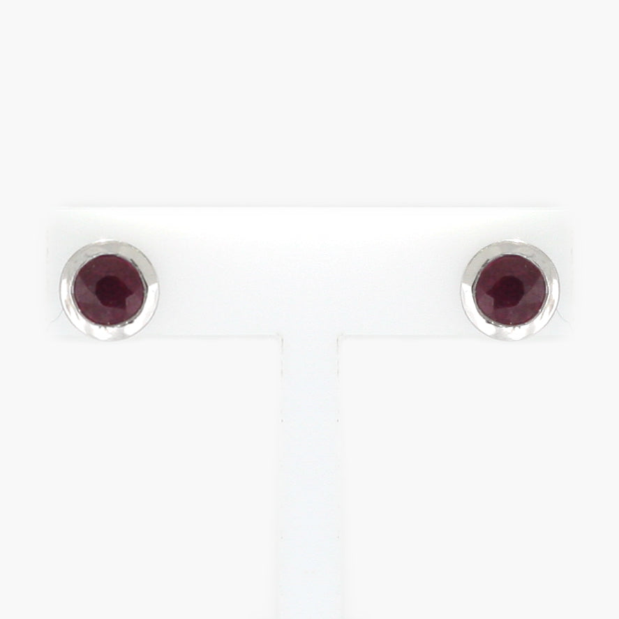 NEW 18 Carat White Gold Ruby Stud Earrings