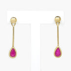 NEW 9 Carat Yellow Gold Ruby Drop Earrings - Jordans Jewellers
