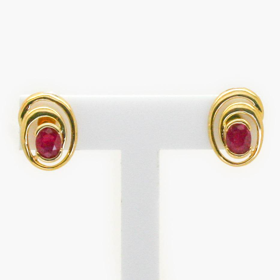 NEW 9 Carat Yellow Gold Ruby Earrings - Jordans Jewellers