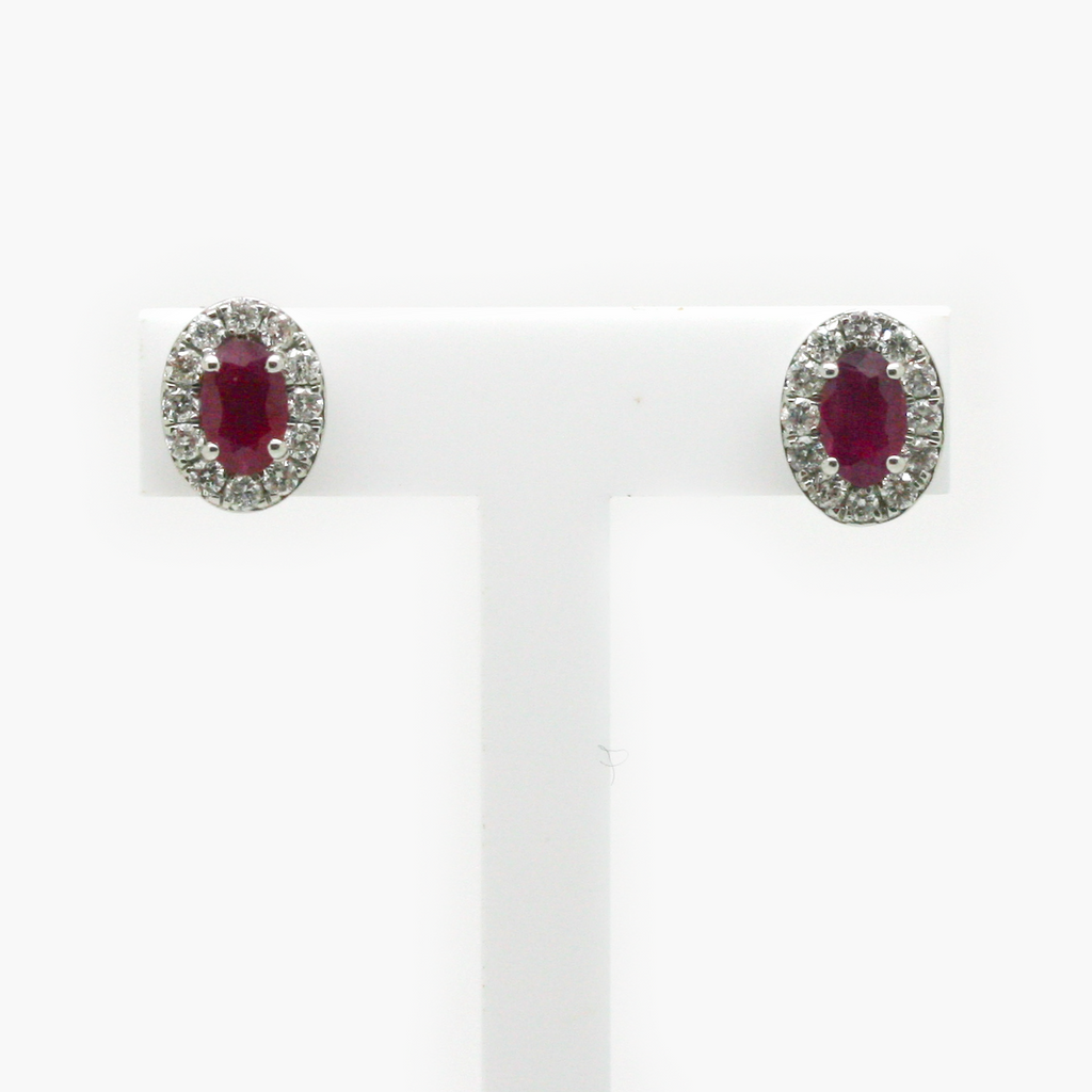 NEW 18 Carat Ruby & Diamond Earrings