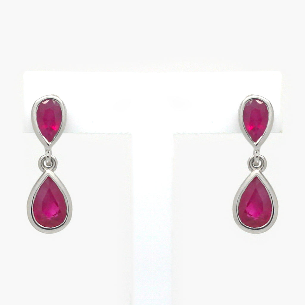 White Gold ruby earrings