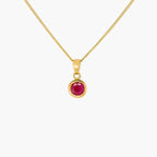 NEW 9 Carat Yellow Gold Ruby Round Pendant Necklace - Jordans Jewellers