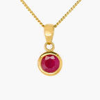 NEW 9 Carat Yellow Gold Ruby Round Pendant Necklace - Jordans Jewellers