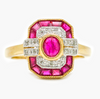 NEW Art Deco Style 9 Carat Yellow Gold Ruby & Diamond Ring