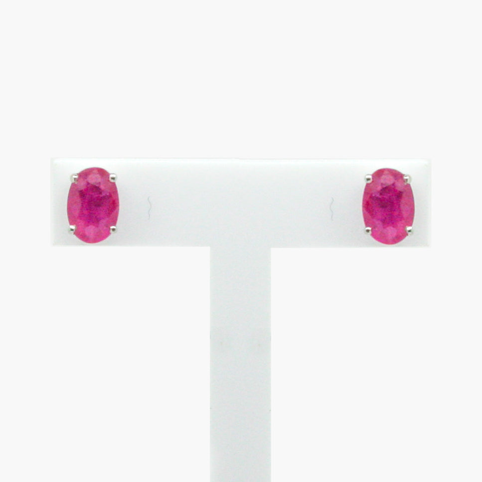 NEW 9 Carat White Gold Ruby Earrings