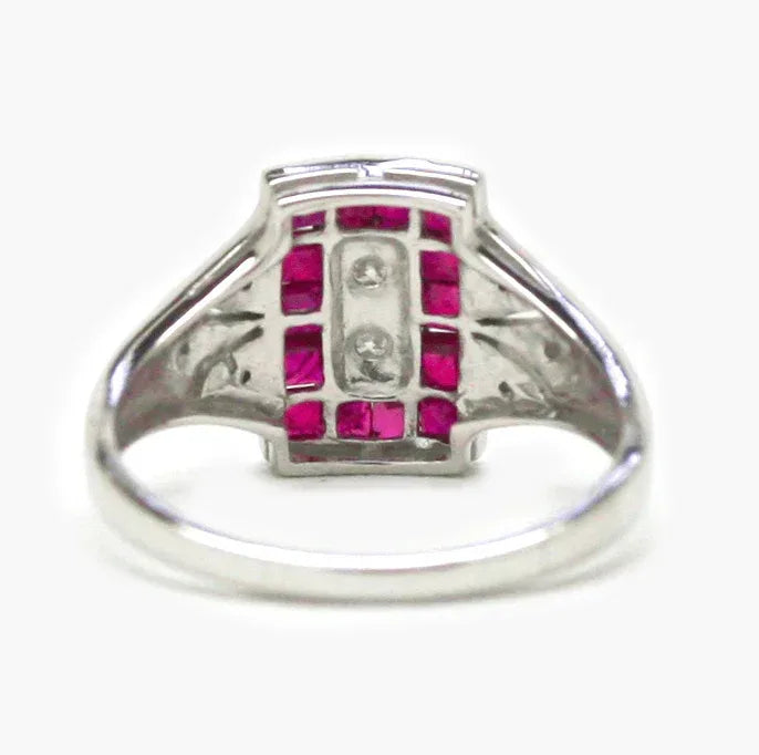 NEW 9 Carat White Gold Ruby & Diamond Ring - Jordans Jewellers