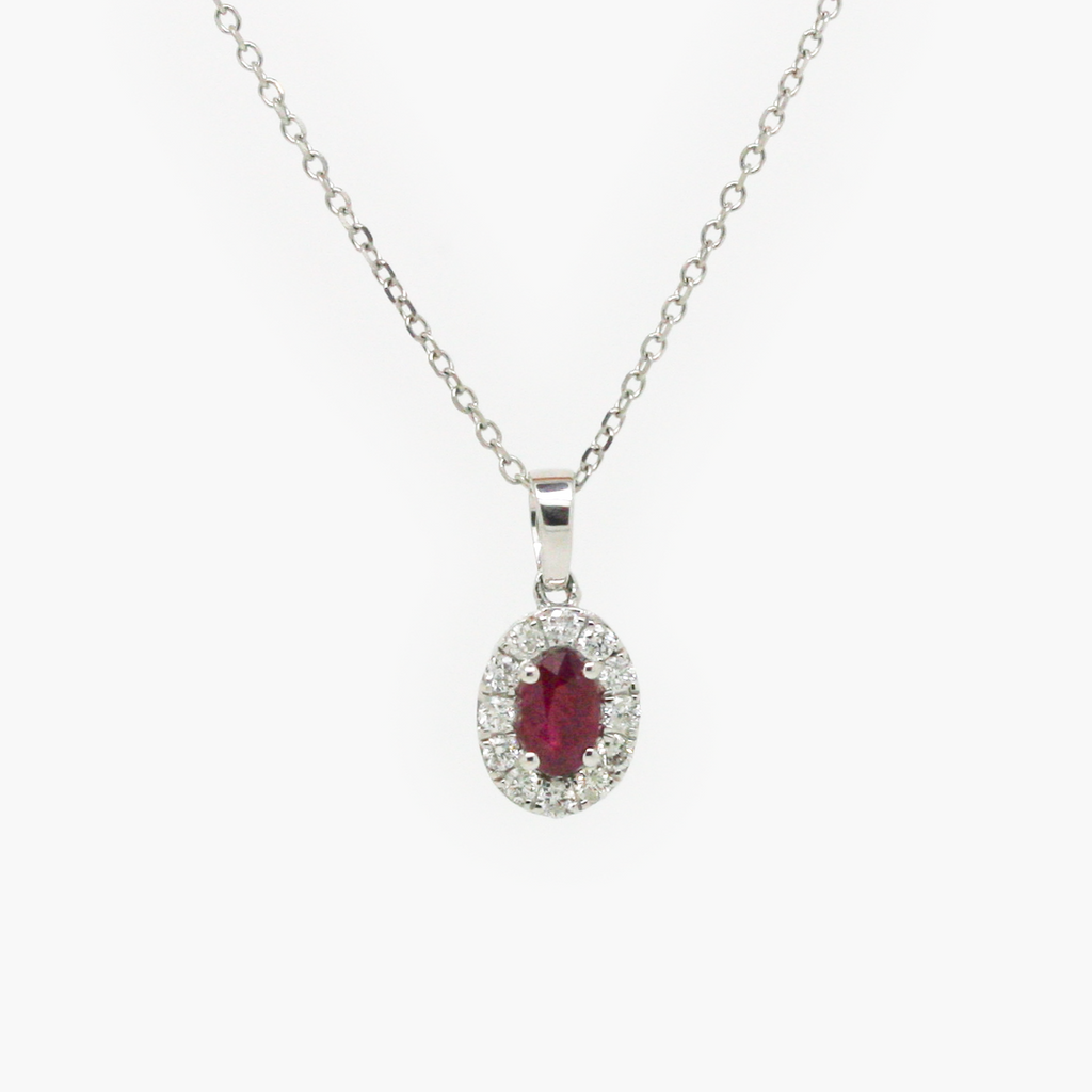 NEW 18 Carat Ruby & Diamond Pendant