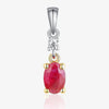 NEW 9ct White Gold Oval Ruby and Diamond Drop Pendant Necklace