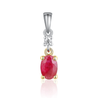 NEW 9ct White Gold Oval Ruby and Diamond Drop Pendant Necklace - Jordans Jewellers