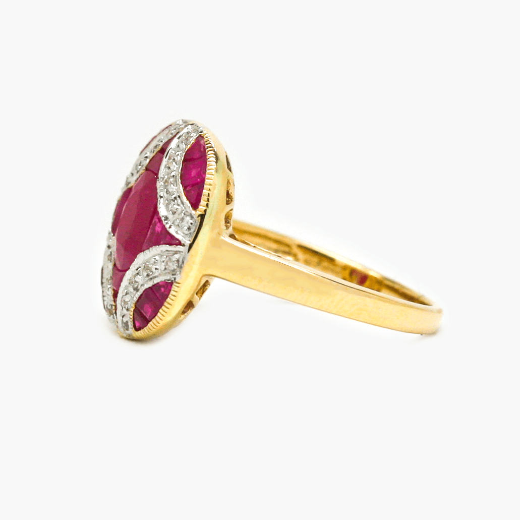 NEW Diamond Ruby 9 Carat Yellow Gold Ring Jordans Jewellers
