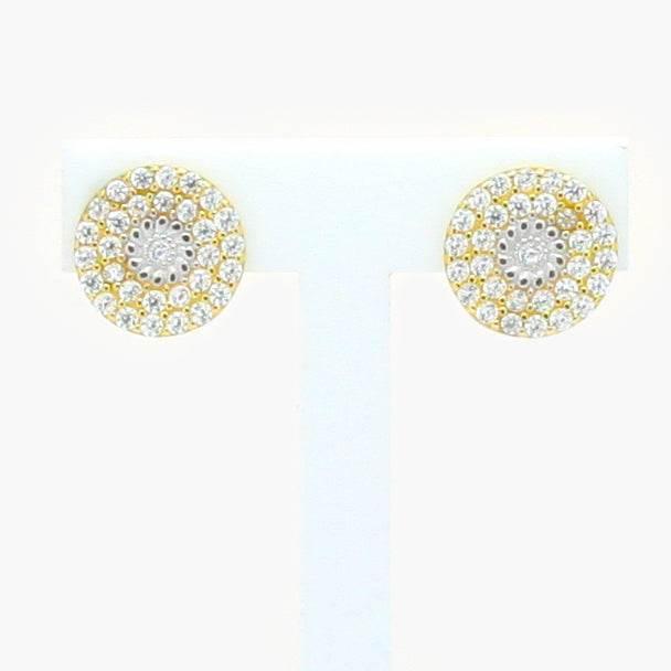 NEW 9ct Yellow Gold Round Stud filled with White CZs - Jordans Jewellers