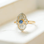 9 Carat Gold Art Deco Style Sapphire & Diamond Ring - Jordans Jewellers