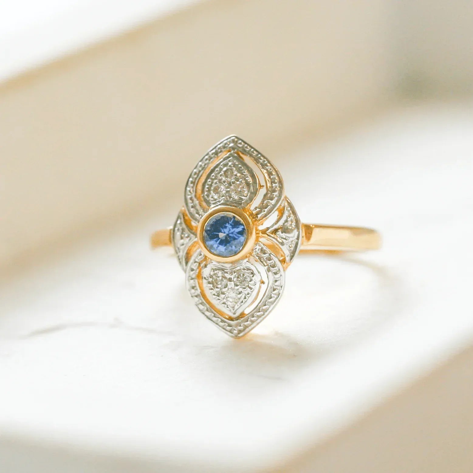 9 Carat Gold Art Deco Style Sapphire & Diamond Ring - Jordans Jewellers