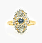 9 Carat Gold Art Deco Style Sapphire & Diamond Ring - Jordans Jewellers
