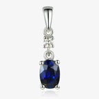 NEW 9ct White Gold Oval Sapphire and Diamond Drop Pendant Necklace - Jordans Jewellers