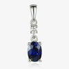 NEW 9ct White Gold Oval Sapphire and Diamond Drop Pendant Necklace