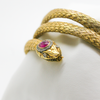 14 Carat Yellow Gold Ruby & Diamond Serpent Bangle