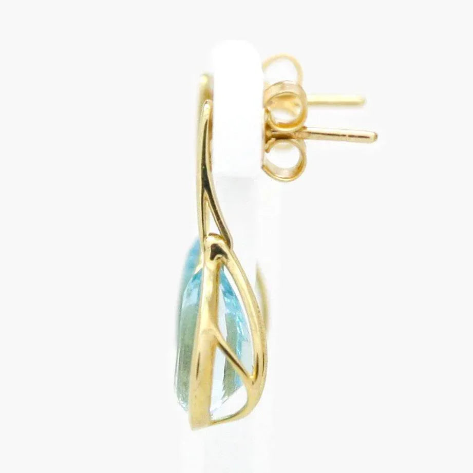 NEW 9 Carat Yellow Gold Blue Topaz Earrings - Jordans Jewellers